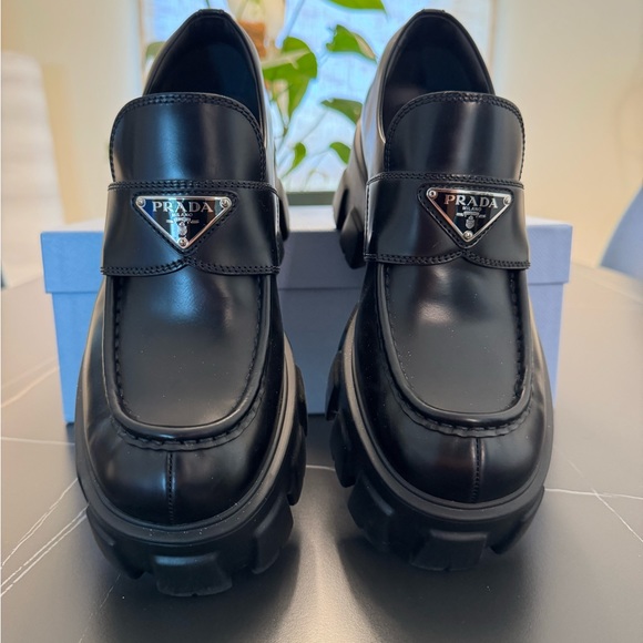 Brand NEW Black Prada Monolith Leather Loafers - Picture 2 of 6